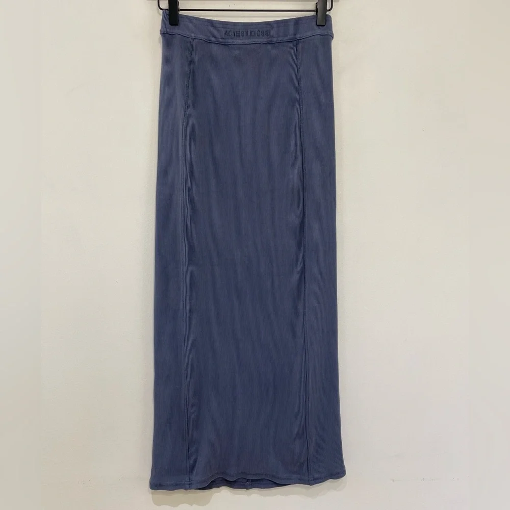 ACNE STUDIOS Rib Knit Midi Skirt | Minimalist Scandi Stretch XS - Picture 7 of 13